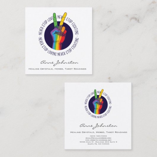 Rainbow Peace Hand Visitekaartje (Voorkant / Achterkant)