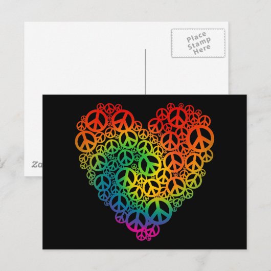 Rainbow Peace Heart Briefkaart (Voorkant / Achterkant)