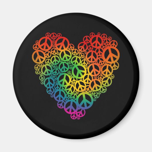 Rainbow Peace Heart Magneet (Voorkant)
