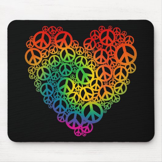 Rainbow Peace Heart Muismat (Voorkant)