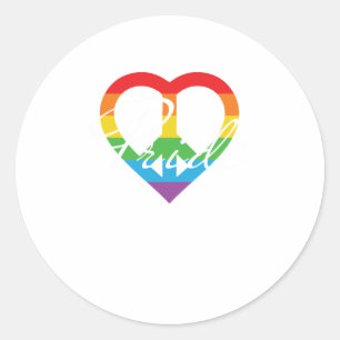 Rainbow Peace Heart Pride LGBT Ronde Sticker