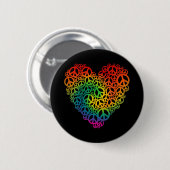 Rainbow Peace Heart Ronde Button 5,7 Cm (Voorkant /achterkant)