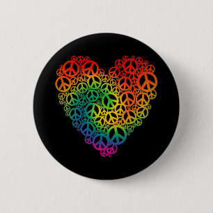 Rainbow Peace Heart Ronde Button 5,7 Cm