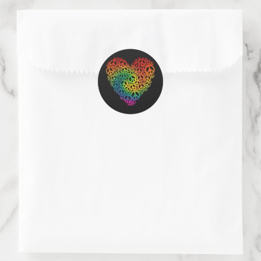 Rainbow Peace Heart Ronde Sticker (Tas)