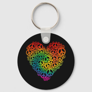 Rainbow Peace Heart Sleutelhanger