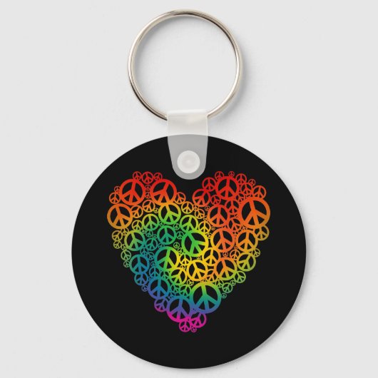 Rainbow Peace Heart Sleutelhanger (Voorkant)