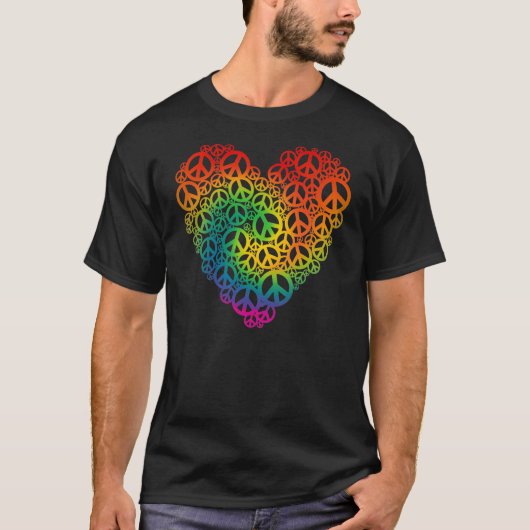 Rainbow Peace Heart T-shirt (Voorkant)