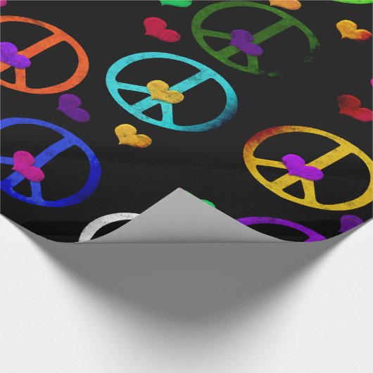 Rainbow Peace Hearts Cadeaupapier (Hoek)