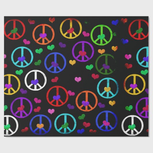 Rainbow Peace Hearts Cadeaupapier (Vlak)