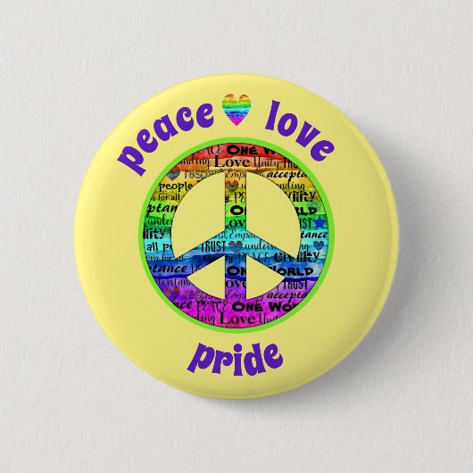 Rainbow Peace Love Pride Awareness Button (Voorkant)