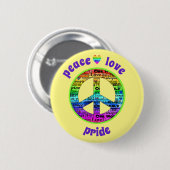 Rainbow Peace Love Pride Awareness Button (Voorkant /achterkant)
