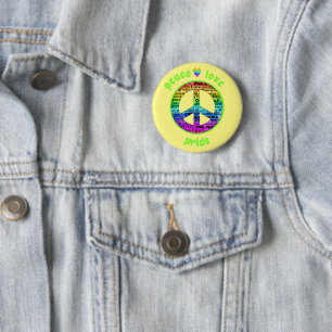 Rainbow Peace Love Pride Awareness Ronde Button 5,7 Cm