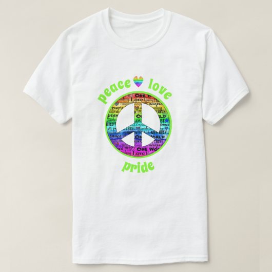 Rainbow Peace Love Pride T-shirt (Design voorkant)