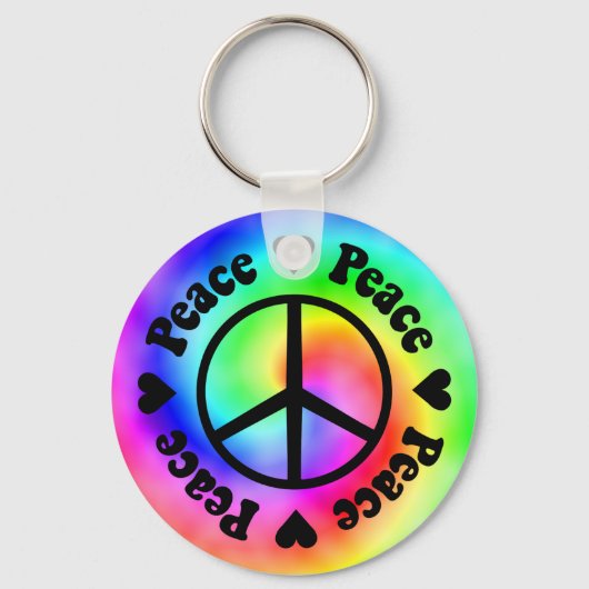 Rainbow Peace & Love Sleutelhanger (Voorkant)