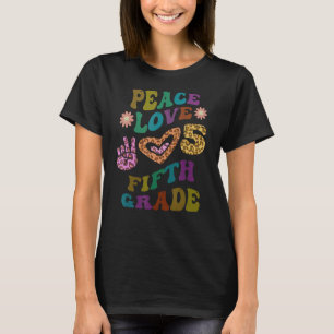 Rainbow PEACE LOVE VIJFDE GRADLEIDEN Print Retro T-shirt