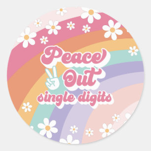 Rainbow Peace Out Eencijferige 10e Verjaardag Ronde Sticker