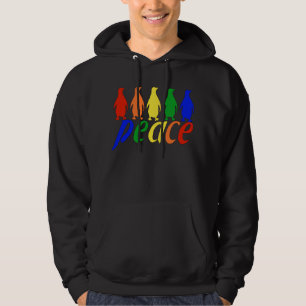 Rainbow Peace Penguins Hoodie