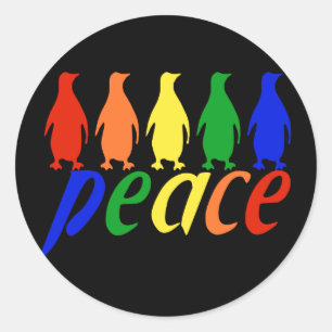 Rainbow Peace Penguins Ronde Sticker