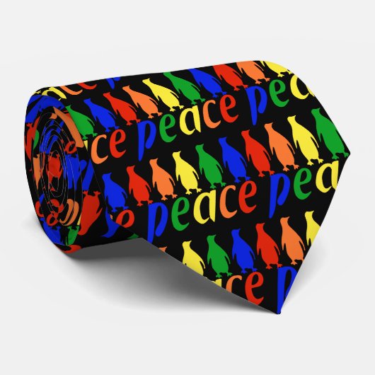 Rainbow Peace Penguins Stropdas (Opgerold)