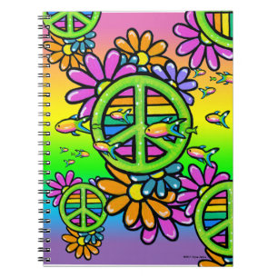 Rainbow Peace Psychedelic Flower Hippie-laptop Notitieboek