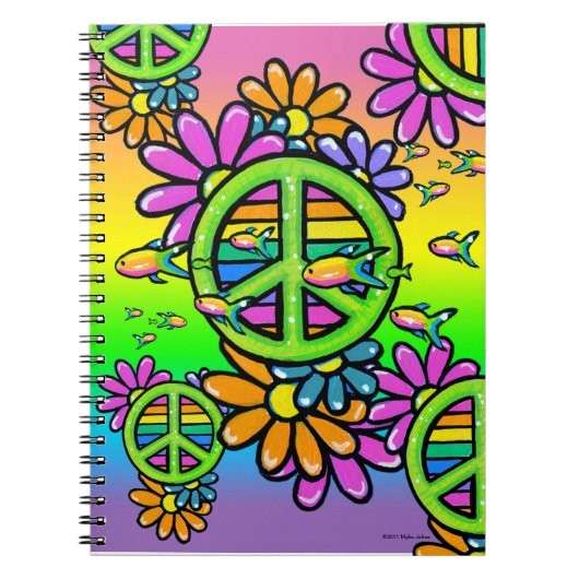 Rainbow Peace Psychedelic Flower Hippie-laptop Notitieboek (Voorkant)