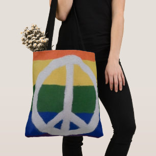 Rainbow Peace Sign Bag Tote Bag