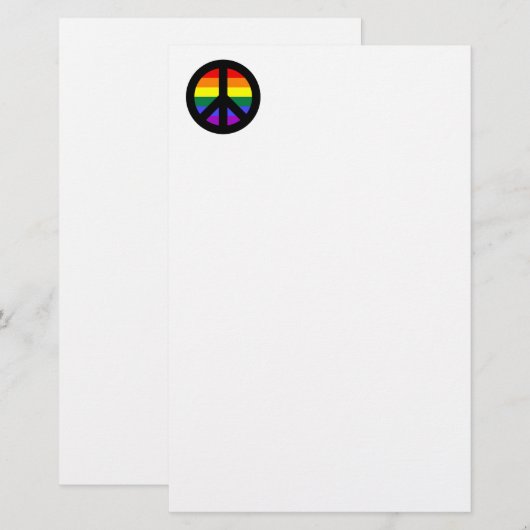 Rainbow Peace Sign Briefpapier (Voorkant / Achterkant)
