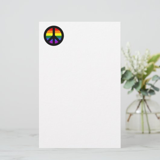 Rainbow Peace Sign Briefpapier (Staand voorkant)