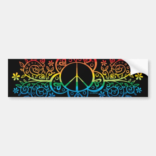 Rainbow Peace Sign Bumpersticker (Voorkant)
