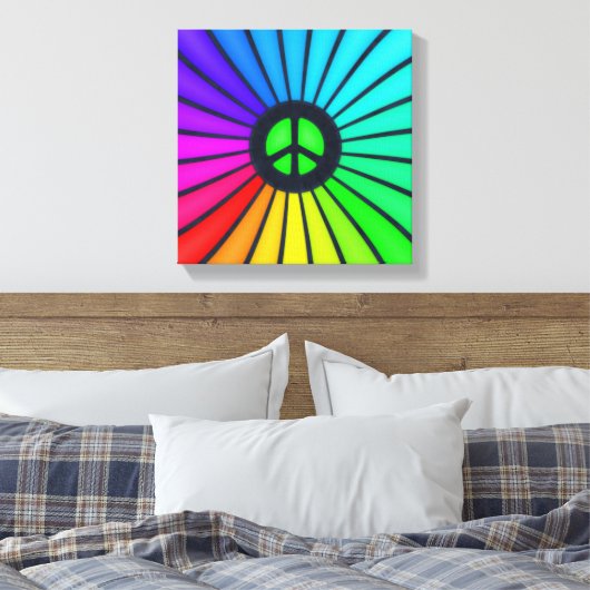 Rainbow Peace Sign Canvas Afdruk (Insitu (Slaapkamer))
