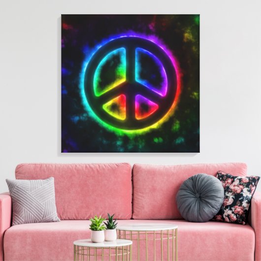 Rainbow Peace Sign Canvas Afdruk (Insitu (Woonkamer))