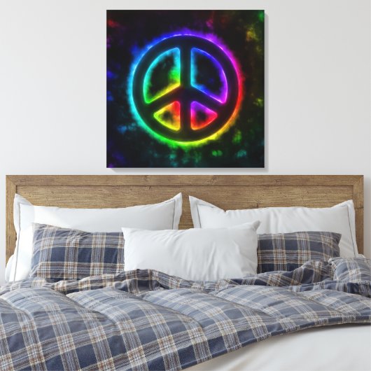 Rainbow Peace Sign Canvas Afdruk (Insitu (Slaapkamer))