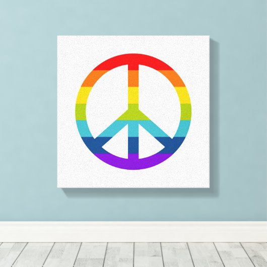 Rainbow Peace Sign Canvas Afdruk (Insitu (Houten vloer))
