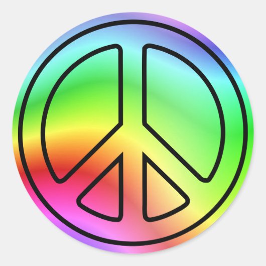 Rainbow Peace Sign Classic Round Stickers (Voorkant)