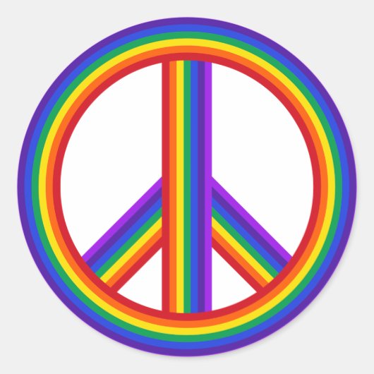 Rainbow Peace Sign Classic Round Stickers (Voorkant)