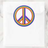 Rainbow Peace Sign Classic Round Stickers (Tas)