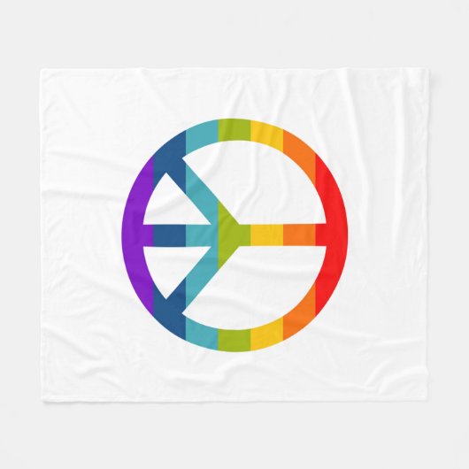 Rainbow Peace Sign Fleece Deken (Voorkant (Horizontaal))