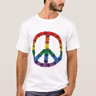 Rainbow Peace Sign gemaakt van Rozen T-Shirt