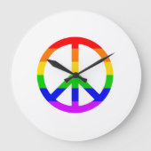 Rainbow Peace Sign Grote Klok (Voorkant)