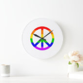 Rainbow Peace Sign Grote Klok (Huis)