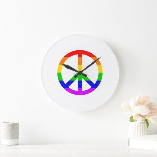 Rainbow Peace Sign Grote Klok (Huis)