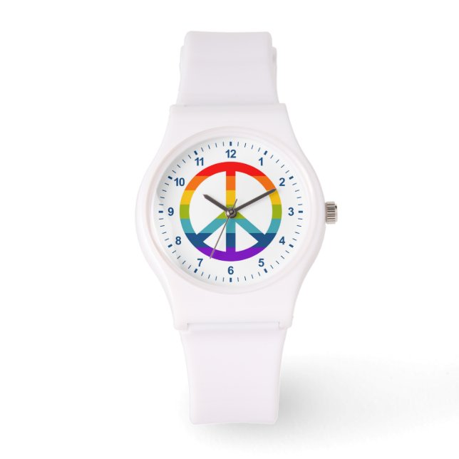 Rainbow Peace Sign Horloge (Voorkant)