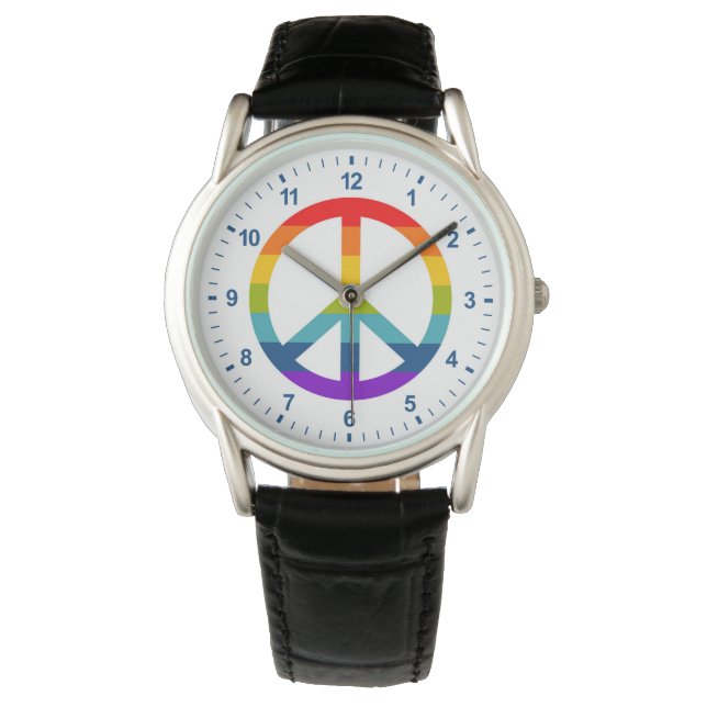 Rainbow Peace Sign Horloge (Voorkant)