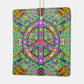 Rainbow Peace Sign Keramisch Ornament (Links)
