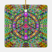 Rainbow Peace Sign Keramisch Ornament (Achterkant)