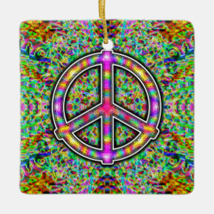 Rainbow Peace Sign Keramisch Ornament