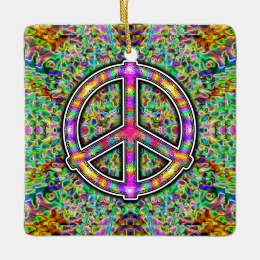 Rainbow Peace Sign Keramisch Ornament (Voorkant)