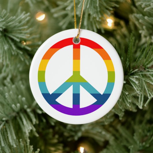 Rainbow Peace Sign Keramisch Ornament (Boom)