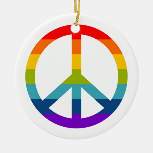 Rainbow Peace Sign Keramisch Ornament (Voorkant)