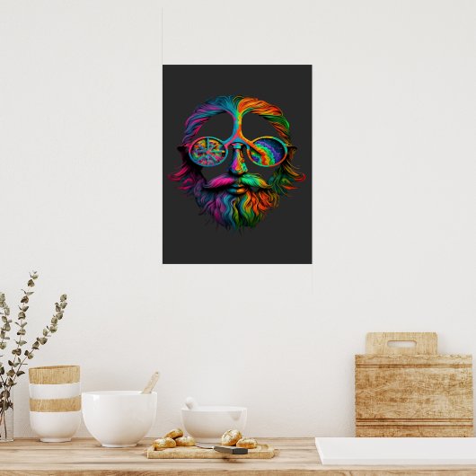 Rainbow Peace Sign, LGBTQ Hippie Poster (Keuken)